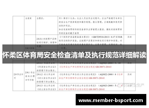 怀柔区体育局安全检查清单及执行规范详细解读